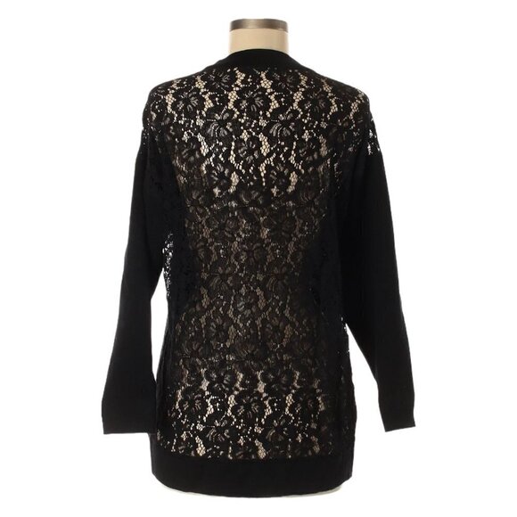 🌺 Zara Boho Black Floral Lace Sheer Back Relaxed Fit Pullover Sweater Size S - Picture 3 of 10